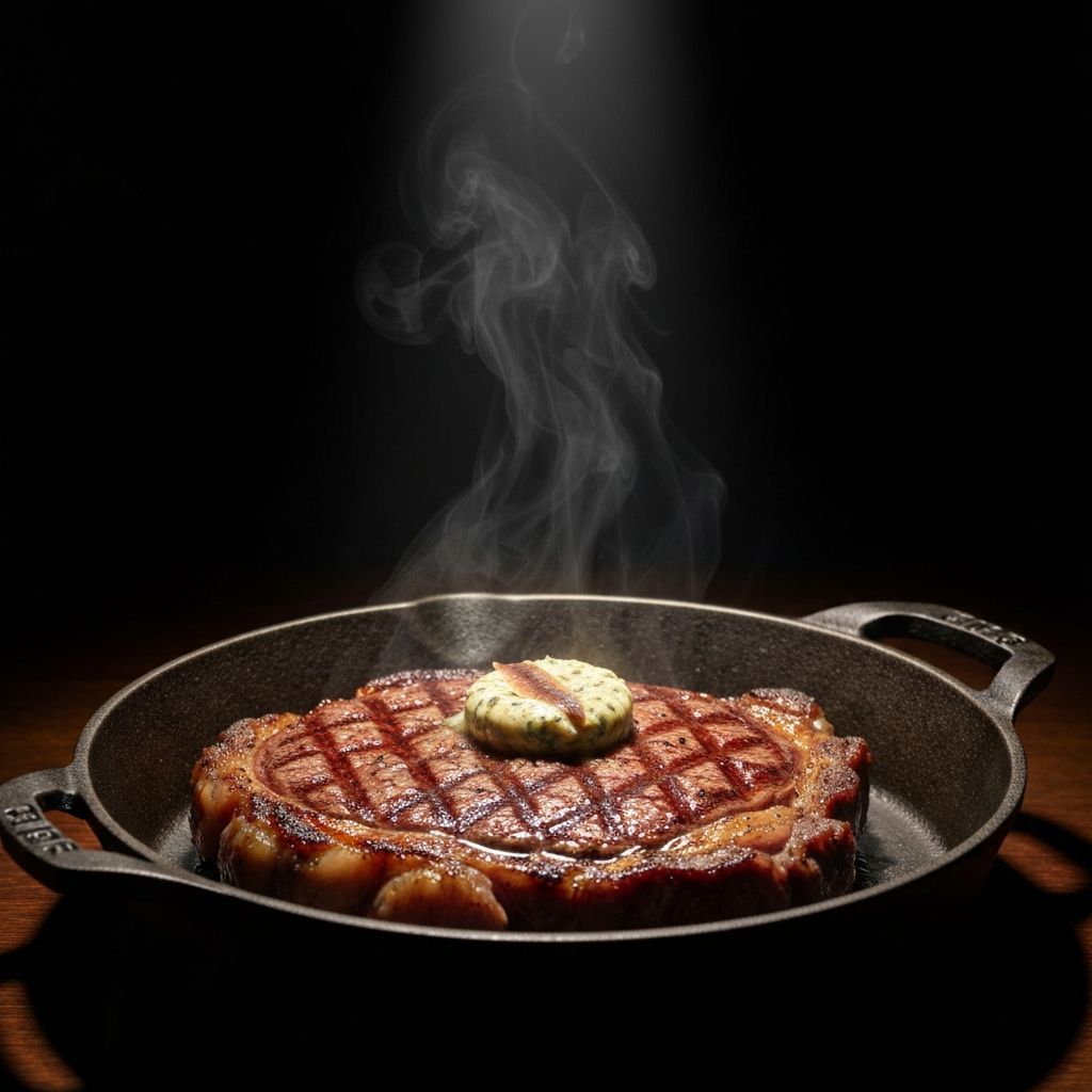 Charred Ribeye with Anchovy Butter